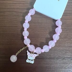 Kuromi Sanrio Character kids Bracelet Light Pink Beaded with Cute Charm